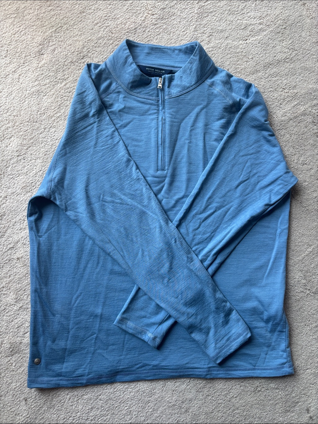 Peter Millar Crown Crafted Sky Blue 1/4 Zip Pullover Sweater.